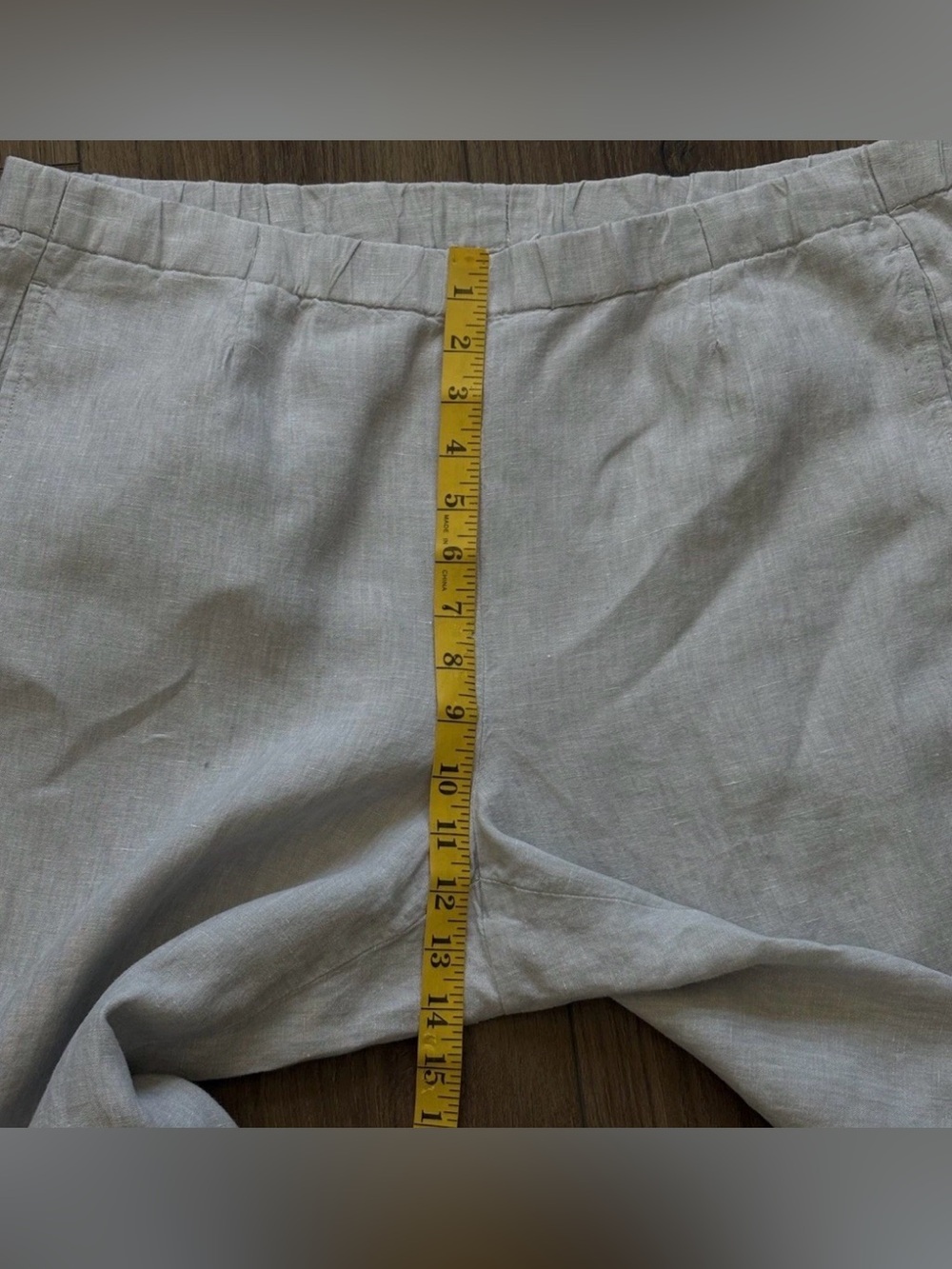 J. Jill Love Linen Pants Sz L Cropped Elastic Waist Neutral Lightweight Casual - Picture 6 of 8